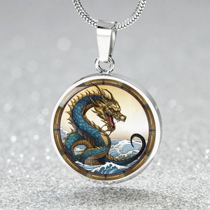 Dragon Pendant Necklace, Bangle Bracelet or Keychain - Personalized Chinese Zodiac Jewelry Gift For Her or Him - Silver or Gold Dragon Charm
