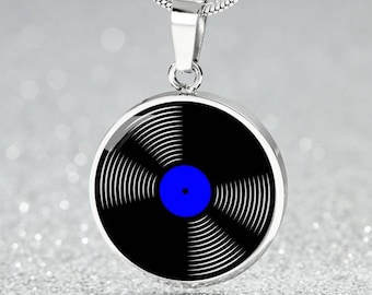 Vinyl Record Necklace Gold - Personalized Music Pendant - Music Theme Gifts For Her or Him - Silver Record Pendant Necklace For Woman or Men
