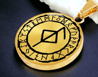 Viking Runes Pendant Necklace, Bracelet or Keychain - Personalized Runestone Jewelry - Gold or Silver Norse Celtic Charm Gift For Her & Him