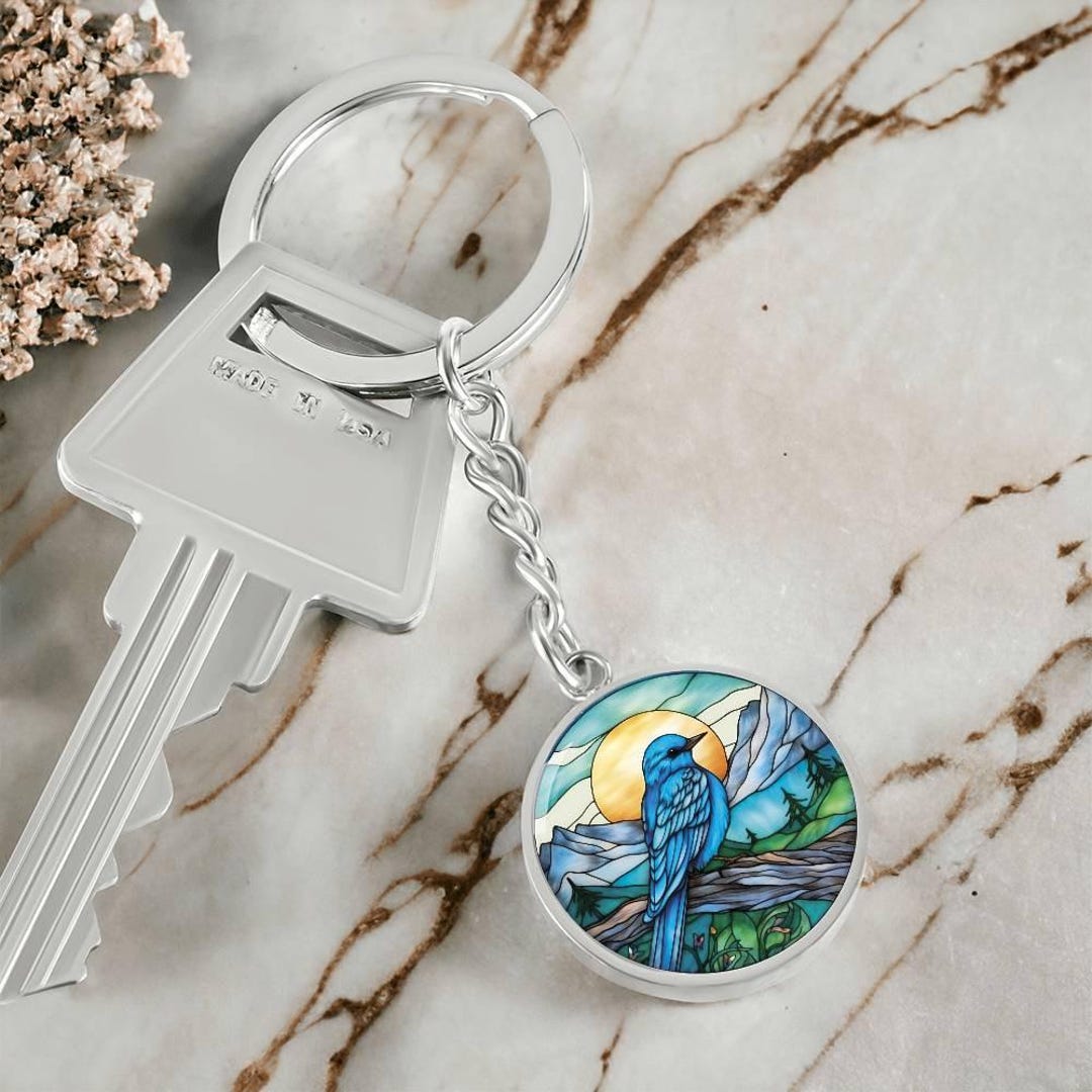 Mountain Bluebird Keychain, Necklace or Bracelet - Personalized Idaho ...