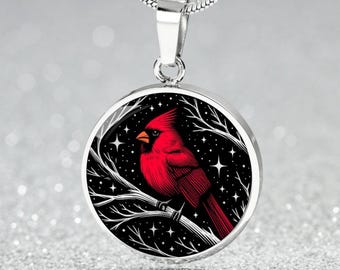 Collana con ciondolo Cardinale V6 - Argento - Rosso - Catena lunga - persona amata - Uccelli - in memoria - Italia