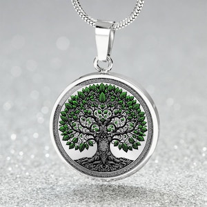 Tree of Life Necklace, Personalized Norse Yggdrasil Charm Pendant, Engraved World Tree Celtic Jewelry, Gold Nature Lover Viking Gifts