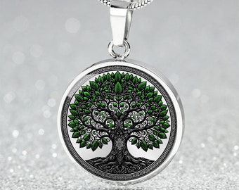Einzigartiger nordischer Yggdrasil Charm Anhänger, Silberschmuck mit Gravur, keltischer Schmuck, Goldschmuck