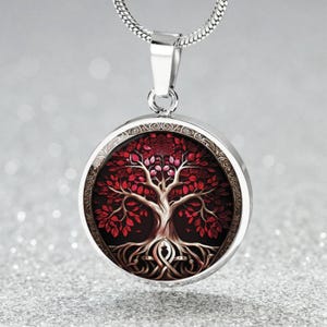 Tree of Life Necklace, Silver Stainless Steel Charm Pendant