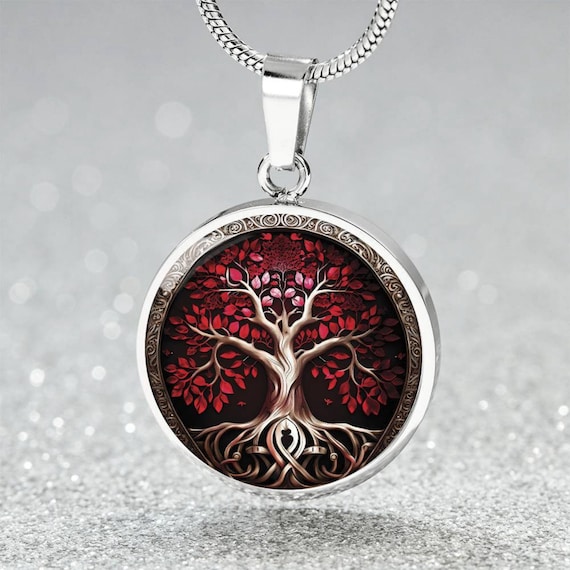 Tree of Life Necklace, Personalized Nature Jewelry, Engraved Viking Yggdrasil Charm, Gold Family Tree Pendant, Plant Lover Gift for Her