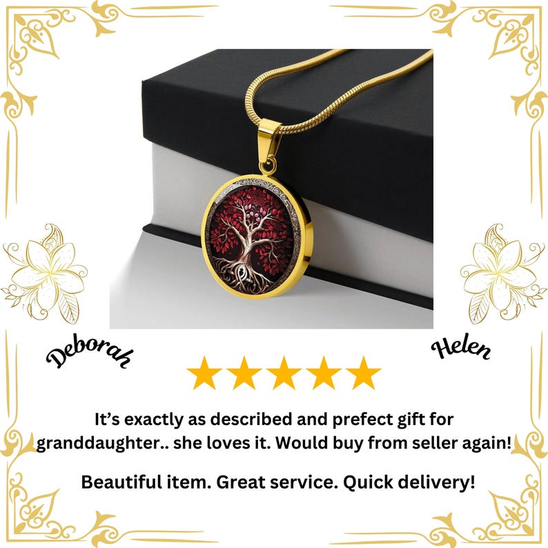 Tree of Life Necklace, 18K Gold Plated Charm Pendant