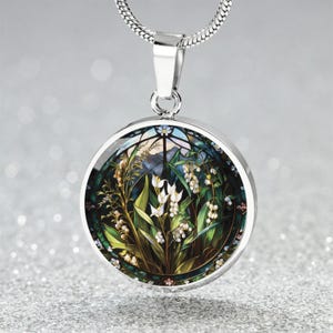 Lily Of The Valley Necklace, Personalized May Birth Month Flower Jewelry, Gold Floral Charm Pendant Valentines & Birthday Gift For Her