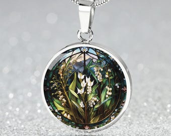Lily Of The Valley Necklace, Personalized May Birth Month Flower Jewelry, Gold Floral Charm Pendant Valentines & Birthday Gift For Her
