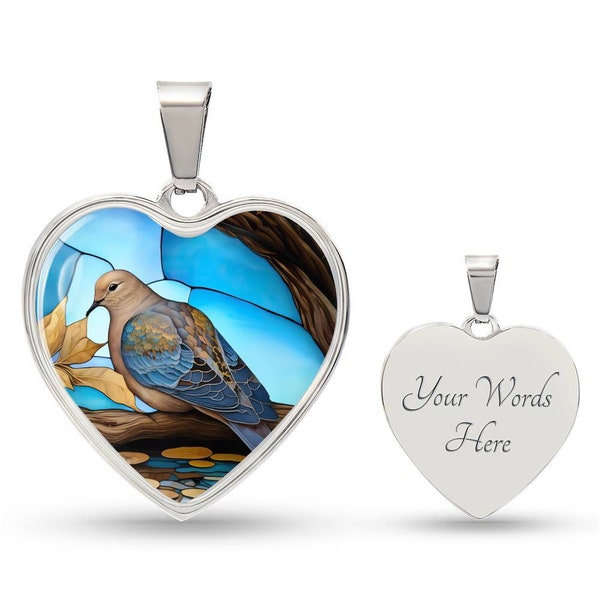 Personnalisé 18K Or Deuil Colombe Charme Pendentif Coeur Collier À La Main État Oiseau Bijoux Personnalisé Engravable Nature Amoureux Cadeau