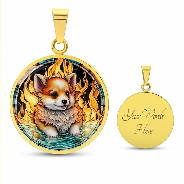 Zodiac Fire Dog Necklace Puppy Pendant Necklace Lunar New Year Of The Dog Chinese Sign Dog Necklace 18K Gold Necklace Personalized Gift