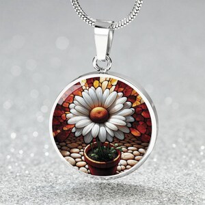 Daisy Pendant Necklace, Bracelet or Keychain - Personalized April Birth Flower Jewelry - Silver or Gold Floral Charm Birthday Gifts For Her