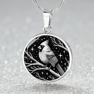 Cardinal Pendant Necklace, Bangle Bracelet or Keychain - Silver or Gold Cardinal Bird Jewelry - Spirit Animal Charm Gifts For Her or Him