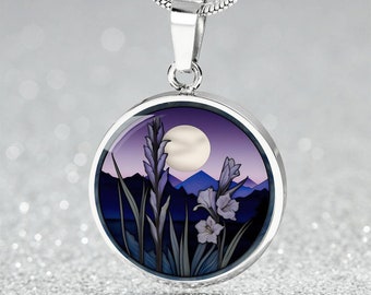 Gladiolushänge, armband eller nyckelring - Smycken med blomma i augusti - Silver- eller guldblommig berlock, födelsedagspresent till henne