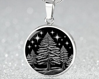 Dennenboom hanger ketting, armband of sleutelhanger - gepersonaliseerde natuursieraden - zilver of goud groenblijvende bedel cadeau voor haar of hem