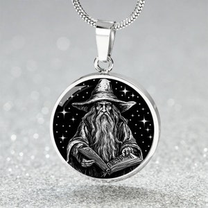 Wizard Necklace, Personalized 18K Gold Protection Fantasy Jewelry, Medieval Mage & Sorcerer Charm Pendant Cosplay Gift For Her or Him