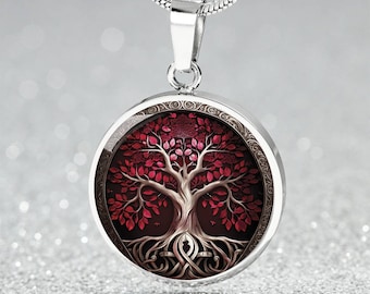 Collier arbre de vie, bijoux nature personnalisés, breloque yggdrasil viking gravée, pendentif arbre généalogique en or, cadeau pour amateur de plantes pour elle