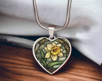 Daffodil Birth Flower Necklace - Personalized March Birthday Gift For Her, Gold Floral Charm Pendant Valentines & Mothers Day Jewelry