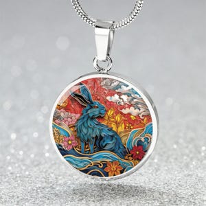 Rabbit Pendant Necklace, Bracelet or Keychain - Personalized Chinese Zodiac Jewelry - Silver or Gold Lunar New Year Animal Charm Gift