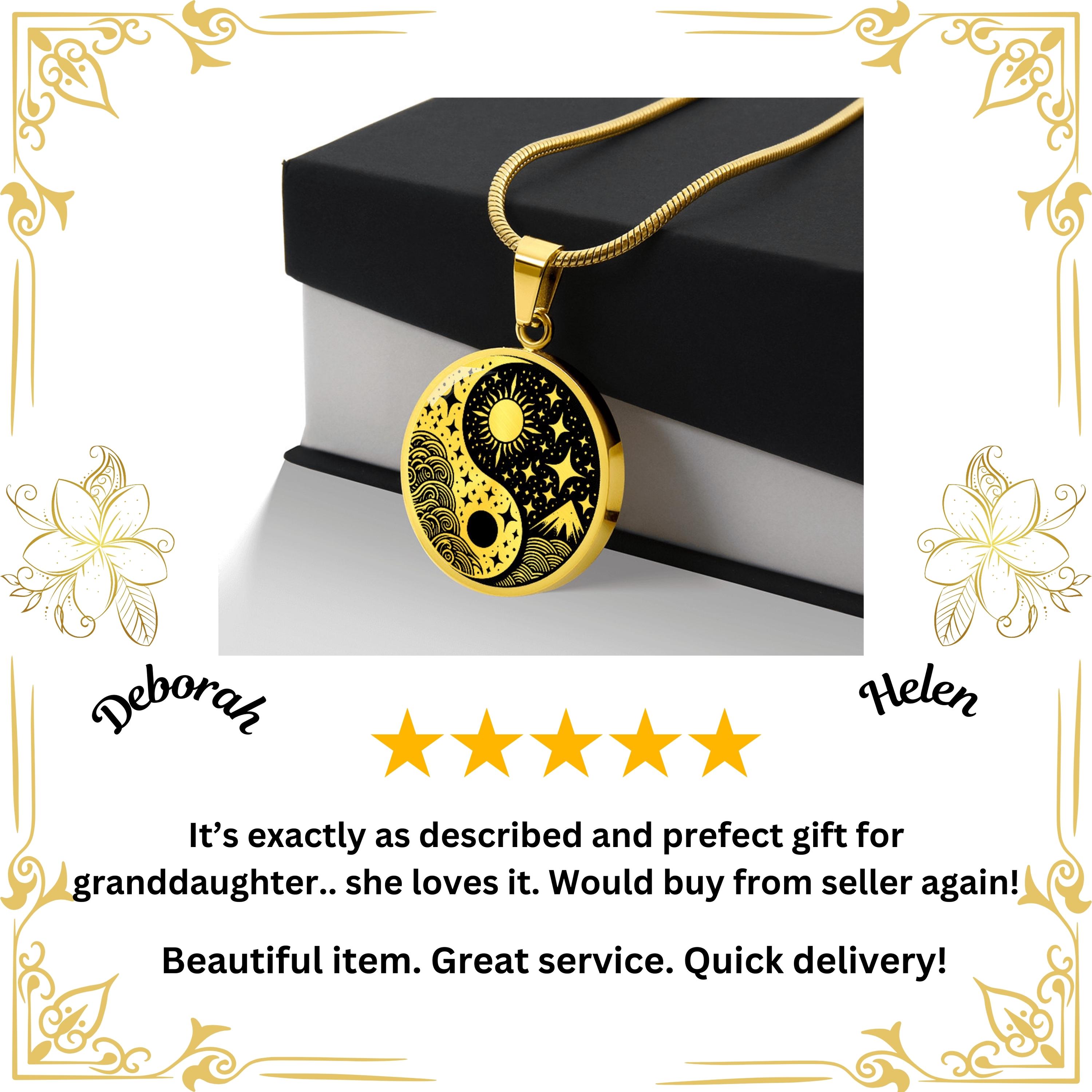 Collier Couple Yin Yang MEDWISE Argent 925 - Pendentif Soleil Lune - Pierre Abalone - Chaîne Réglable 50+5 Cm