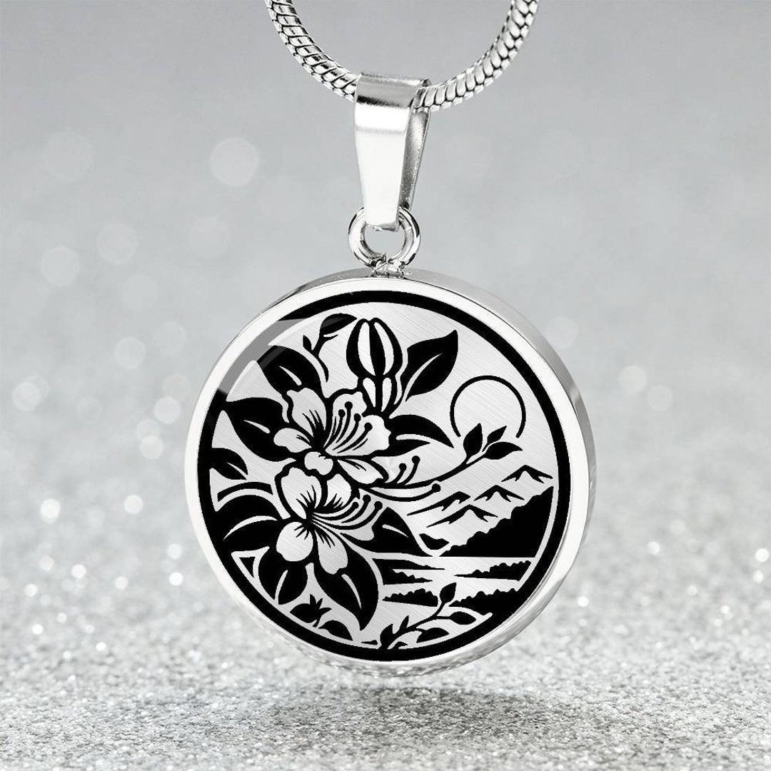 Honeysuckle Necklace, Birth Flower Necklace Silver, Birth Month Flower Necklace, Birth Flower