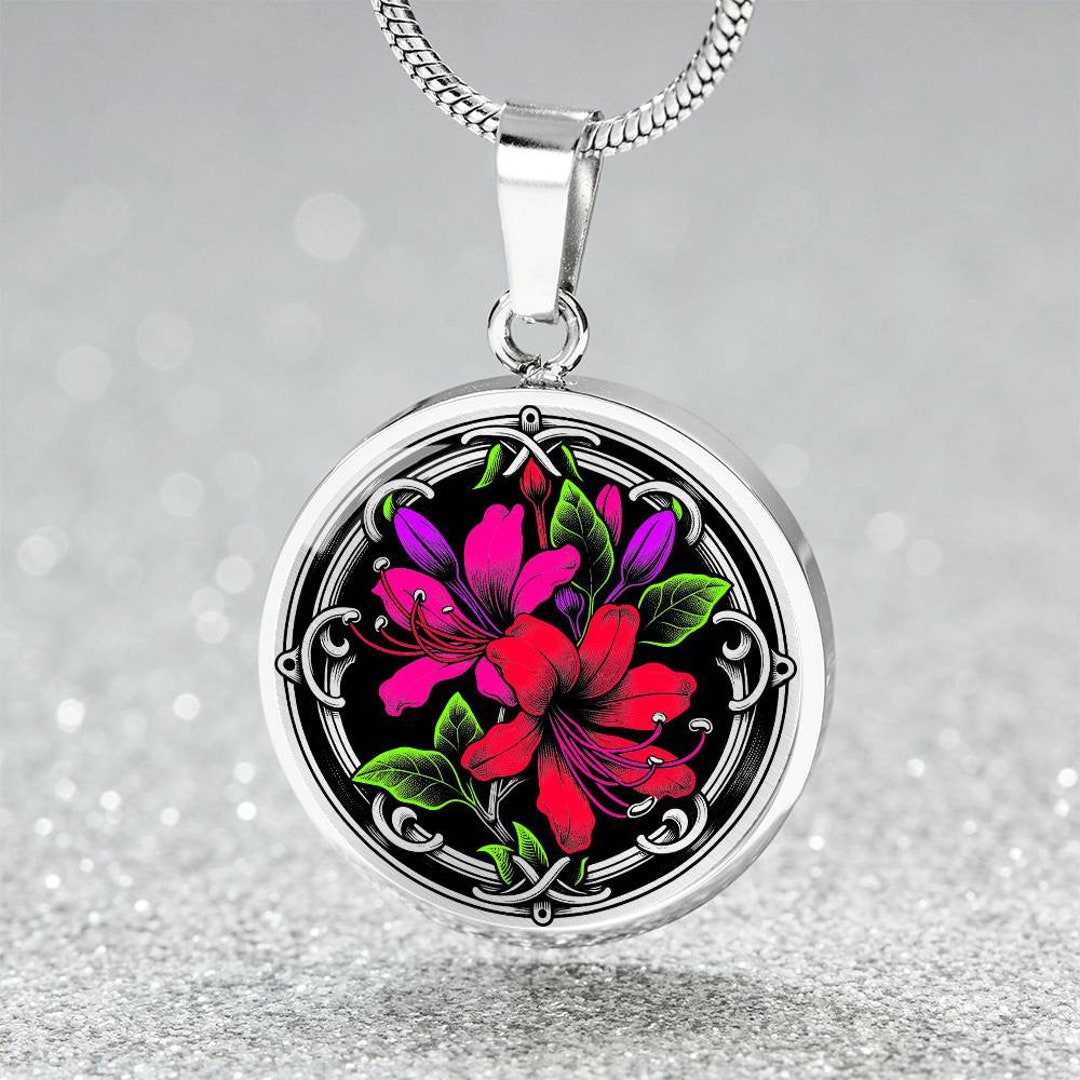Honeysuckle Necklace, Birth Flower Necklace Silver, Birth Month Flower Necklace, Birth Flower