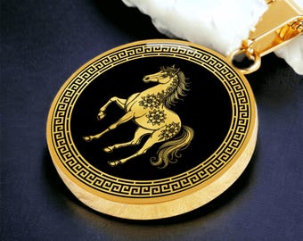 Horse Pendant Necklace, Bracelet or Keychain, Personalized Chinese Zodiac Animal Jewelry, Silver or Gold Lunar New Year Gifts For Her or Him