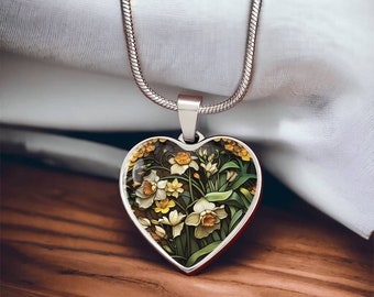 Daffodil Pendant Necklace, Bracelet or Keychain - Personalized March Birth Flower Jewelry, Gold or Silver Floral Charm Birthday Gift For Her