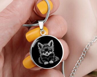 Baby Fox Pendant Necklace, Bracelet or Keychain Silver or Gold