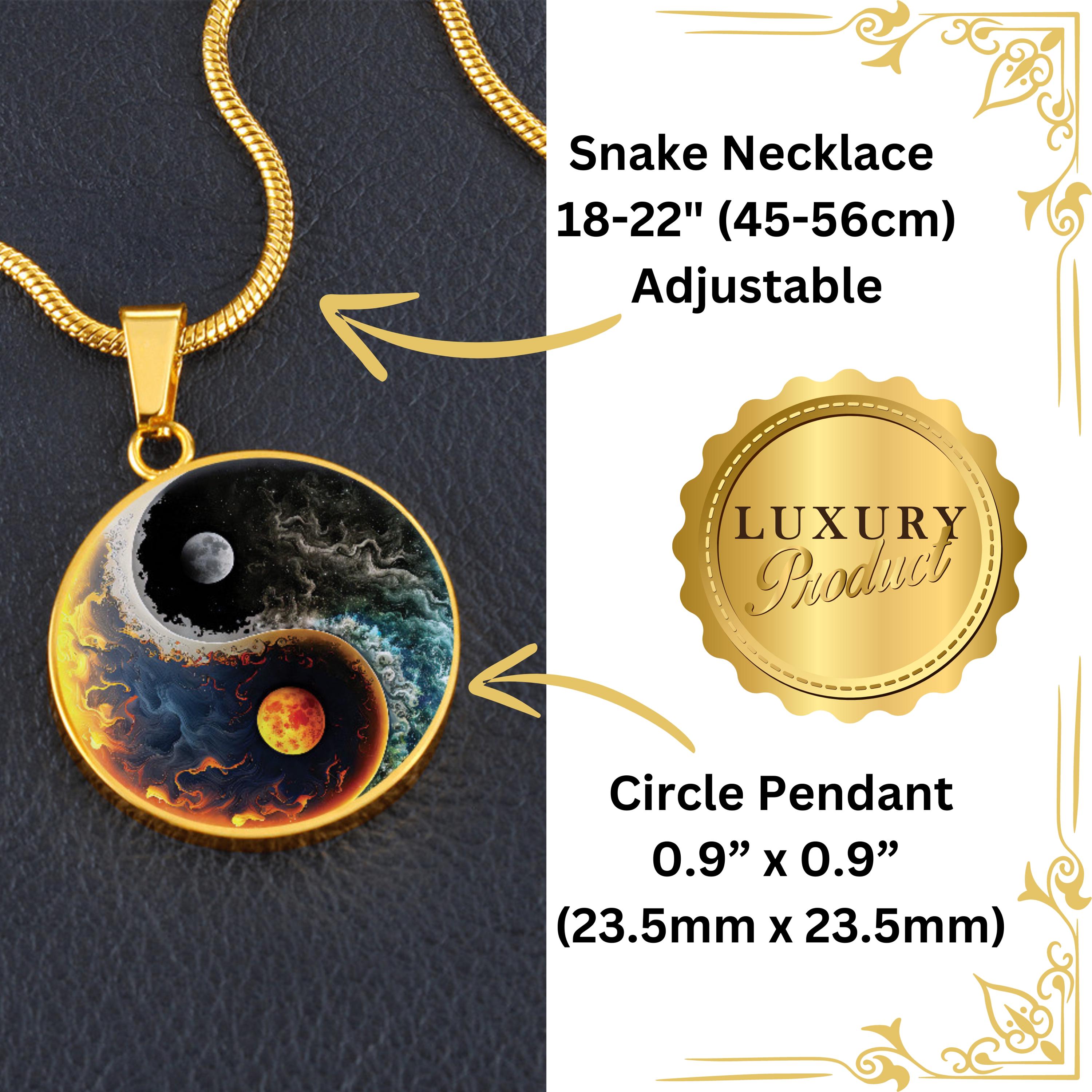 太陽と月のネックレス、刻印入り陰陽ペンダント、パーソナライズされた