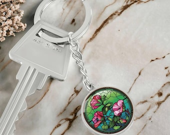 Sweet Pea Keychain, Necklace or Bracelet, Personalized April Birth Flower Pendant Jewelry, Silver or Gold Floral Charm Birthday Gift For Her