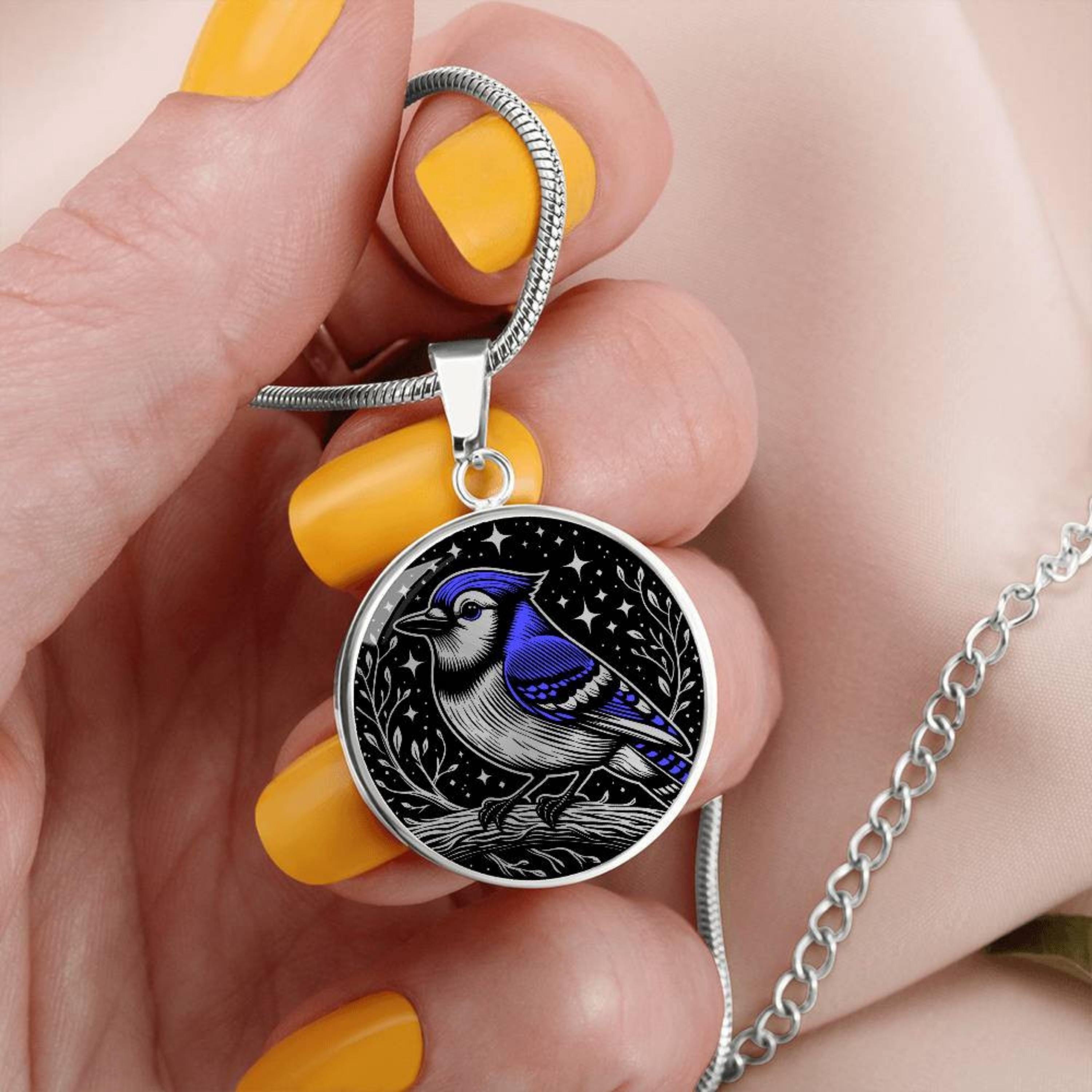 10 Antique Silver Blue Jay Bird Charms - 25x18mm Pewter Pendants For Jewelry Making
