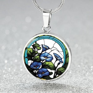 Morning Glory Pendant Necklace, Bracelet or Keychain - September Birth Flower Jewelry - Silver or Gold Floral Charm Birthday Gifts For Her