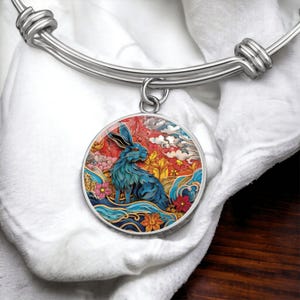 Rabbit Bracelet, Necklace or Keychain - Personalized Chinese Zodiac Pendant Jewelry - Silver or Gold Lunar New Year Animal Charm Bangle