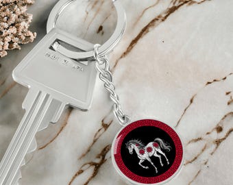 Horse Keychain, Necklace or Bracelet - Silver or Gold Chinese Zodiac Charm - Personalized Lunar New Year 2026 Year of The Horse Jewelry Gift