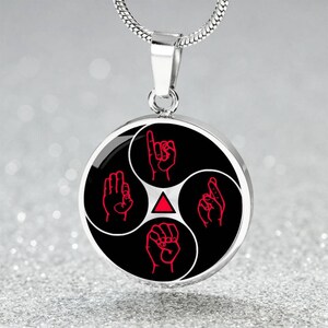 Alchemist Fire Necklace, Personalized Sign Language Anime Jewelry, 18K Gold Element Yin Yang Pendant, ASL Fire Charm Gift For Her or Him