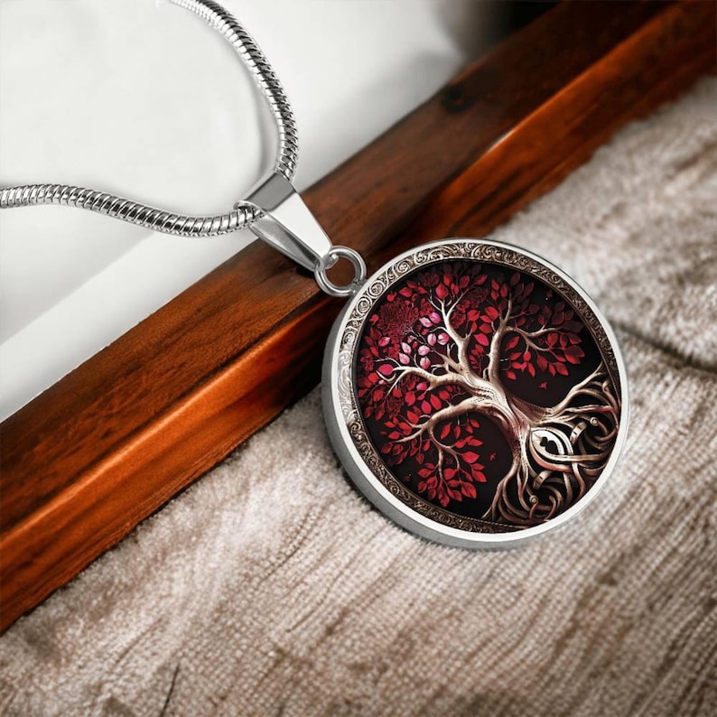 Tree of Life Necklace, Silver Stainless Steel Charm Pendant