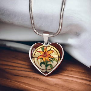 Tiger Lily Pendant Necklace, Bangle Bracelet or Keychain - Personalized July Birth Flower Jewelry - Silver or Gold Floral Charm Gift For Her