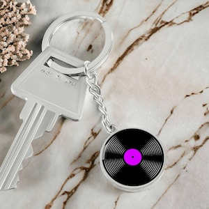 Vinyl Record Keychain, Necklace or Bangle Bracelet -  Personalized Musician Jewelry, Silver or Gold Pendant Music Theme Gifts For Her or Him
