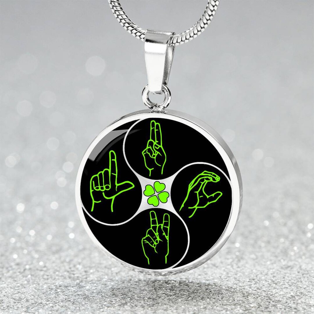 Luck Sign Language Pendant Necklace, Bangle Bracelet or Keychain - ASL ...