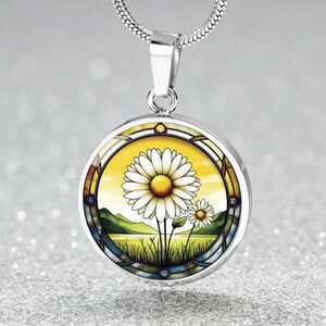 Daisy Pendant Necklace, Bracelet or Keychain - Personalized April Birth Flower Jewelry - Silver or Gold Floral Charm Birthday Gifts For Her