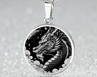 Collar, pulsera o llavero de dragón: regalo de joyería del Año Nuevo Lunar del Dragón para ella y para él, colgante con dije del zodiaco chino en plata u oro.