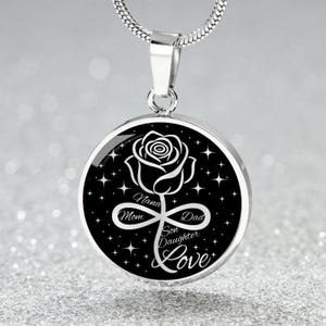 Custom Rose Name Necklace - June Birth Flower Silver Jewelry - Family Birthflower Mother’s Day Necklace - Gold Valentines Day Charm Pendant