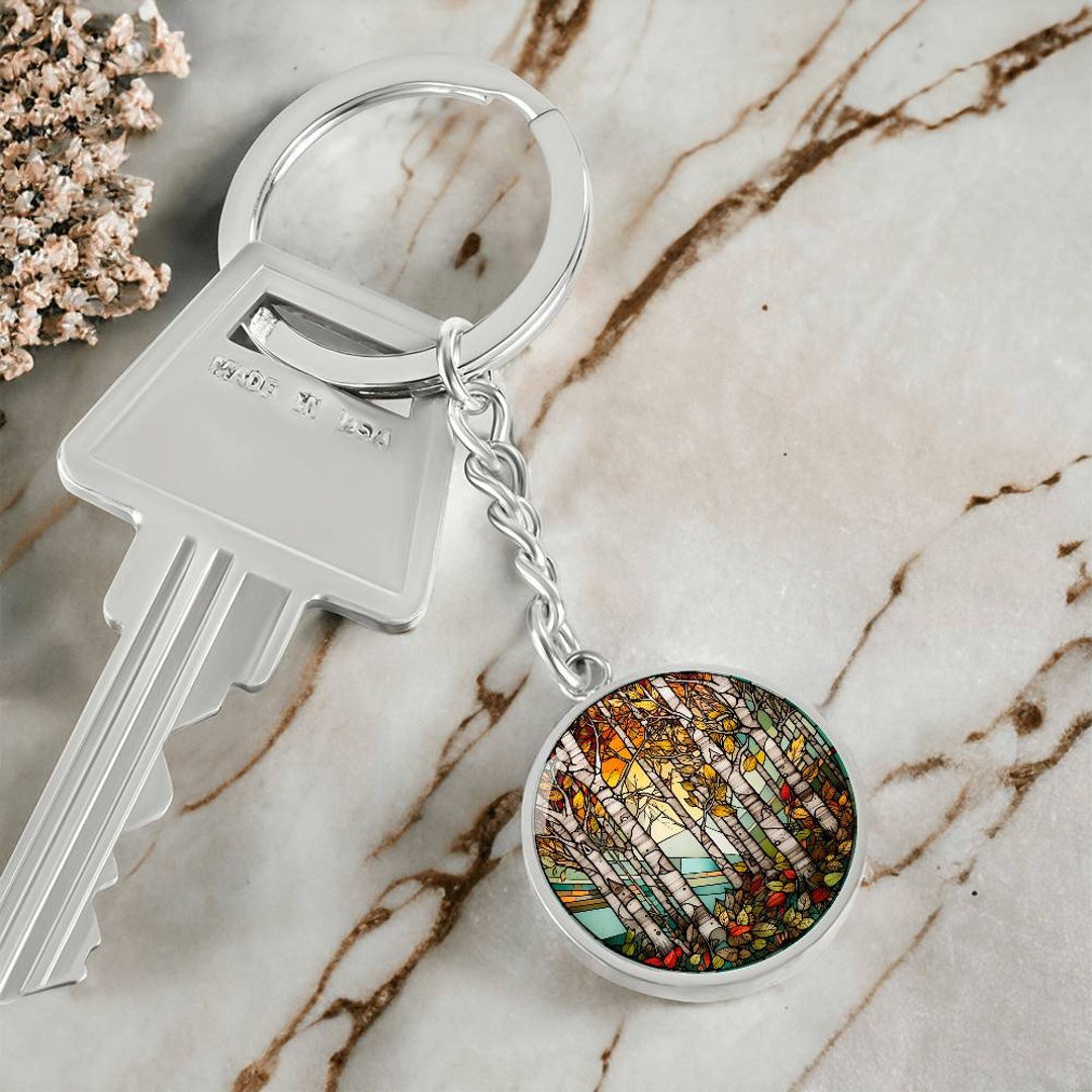 アクセサリー pnd.197 Birch Tree Keychain, Necklace or Bracelet - Silver or Gold Nature