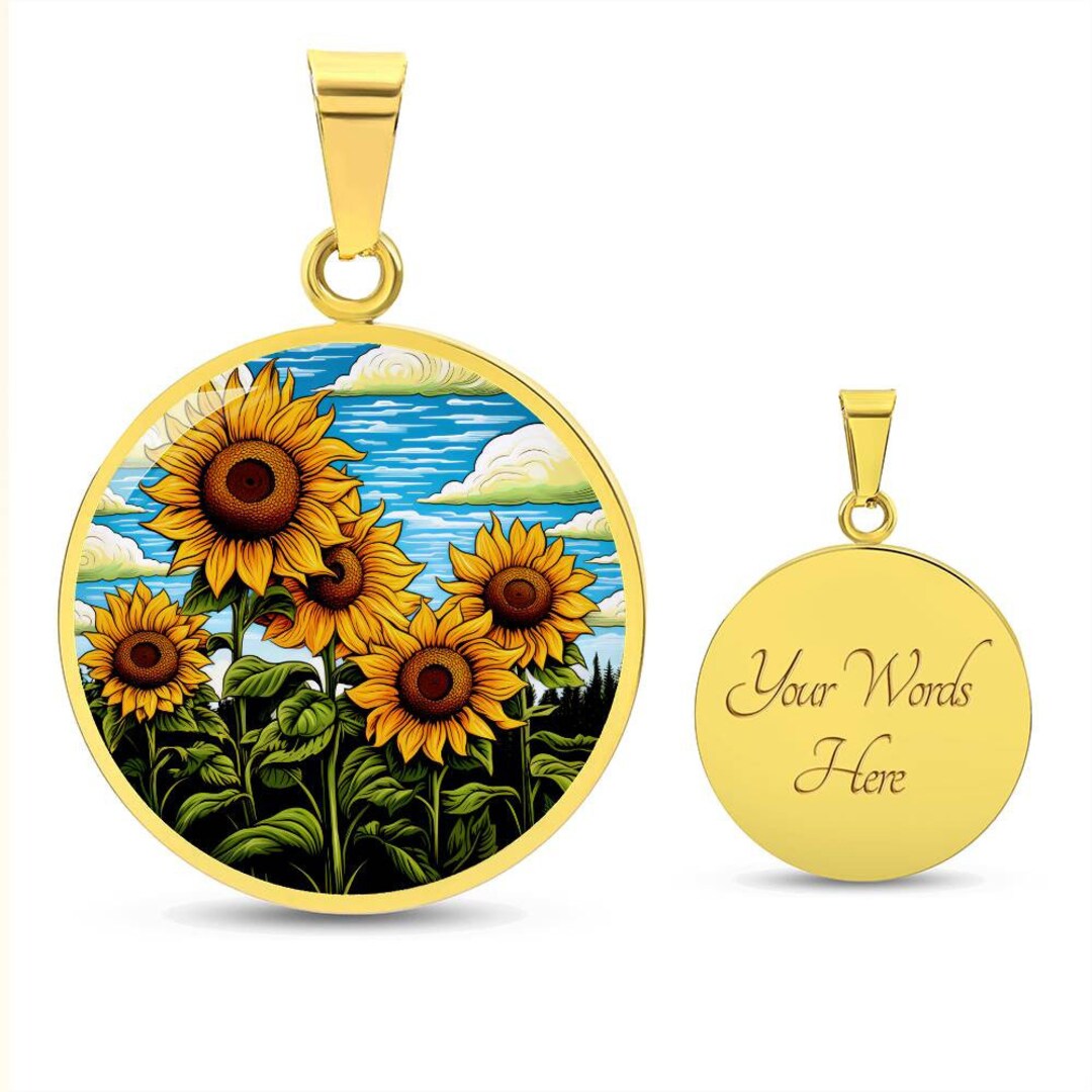Personalized Sunflower Necklace Gold Gift for Her, Sunflower Good Luck