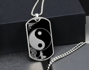 Naszyjnik Yin Yang, spersonalizowana męska biżuteria chińska, grawerowany wisiorek z zawieszką Yinyang, złoty prezent na Dzień Ojca, symbol harmonii i równowagi dla niego