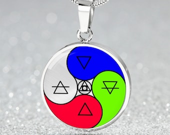 Collar, pulsera o llavero con colgante de alquimia: piedra filosofal, joyería de alquimista, regalo para ella o para él, plata u oro, Yin y Yang Cham