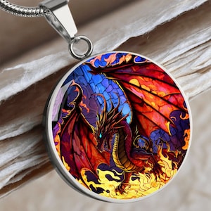 Red Dragon Pendant Necklace, Bracelet or Keychain - Personalized Chinese Zodiac Jewelry, Silver or Gold Fantasy Charm Gift For Her or Him