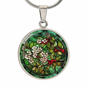 Hawthorn Pendant Necklace, Bangle Bracelet or Keychain - May Birth Flower Jewelry - Silver or Gold Floral Charm Birthday Gift For Her