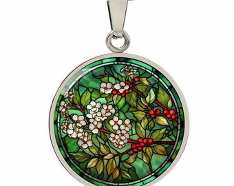 Colar, pulseira ou chaveiro com pingente de espinheiro - Joia da flor de nascimento de maio - Pingente floral em prata ou ouro - Presente de aniversário para ela