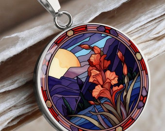 Gladiolushänge, armband eller nyckelring - Smycken med blomma i augusti - Silver- eller guldblommig berlock, födelsedagspresent till henne